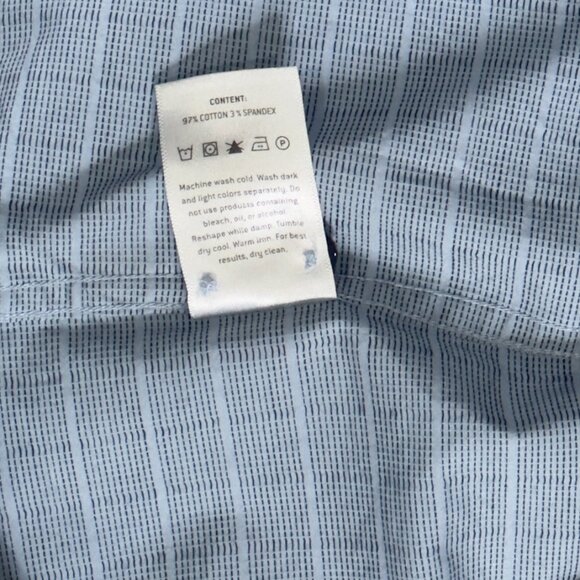 7 Diamonds Men's XL Blue Geometric Slim-Fit Stretch Button-Up Shirt - Picture 5 of 7